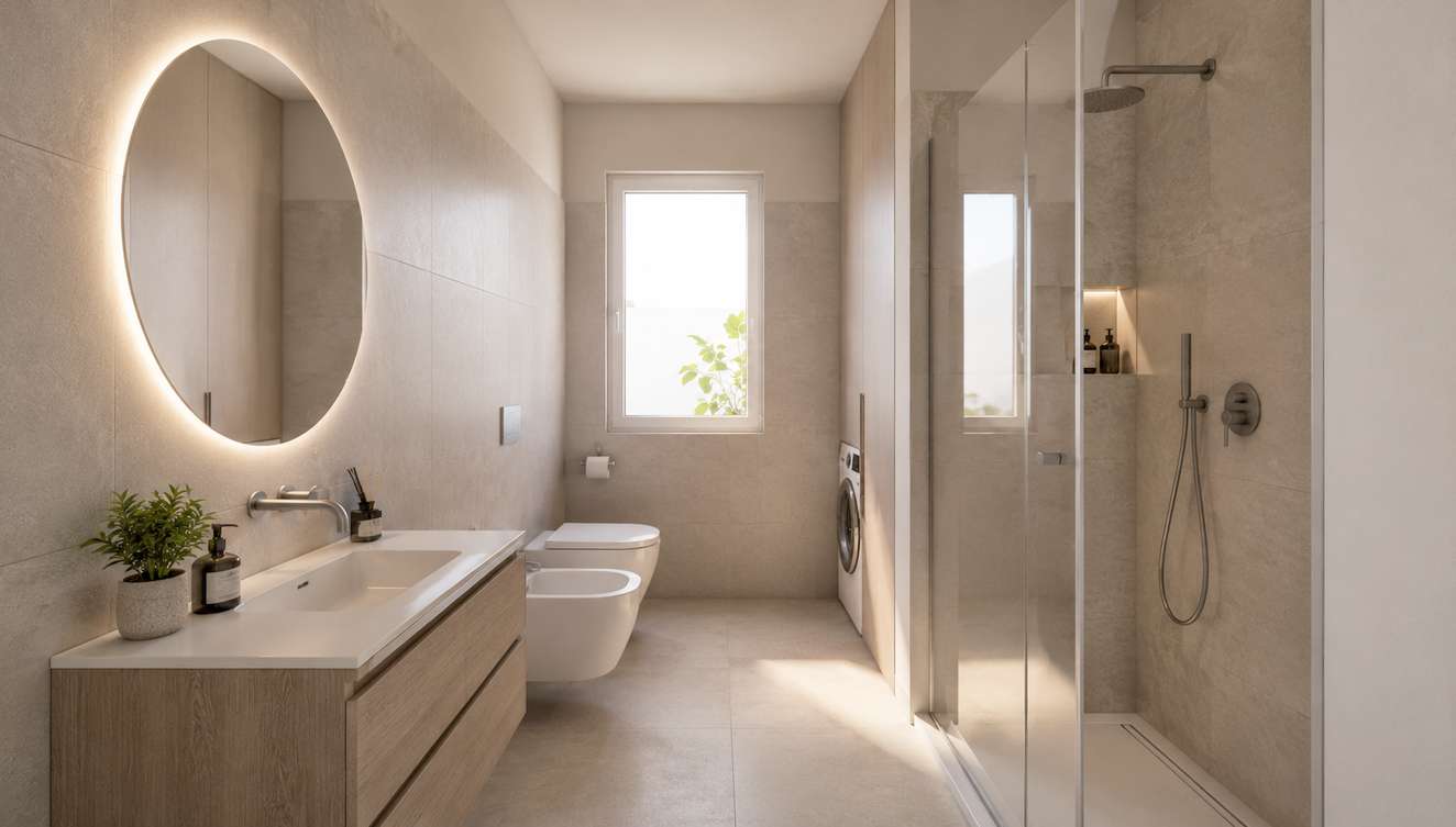 Bagno con finiture contemporanee