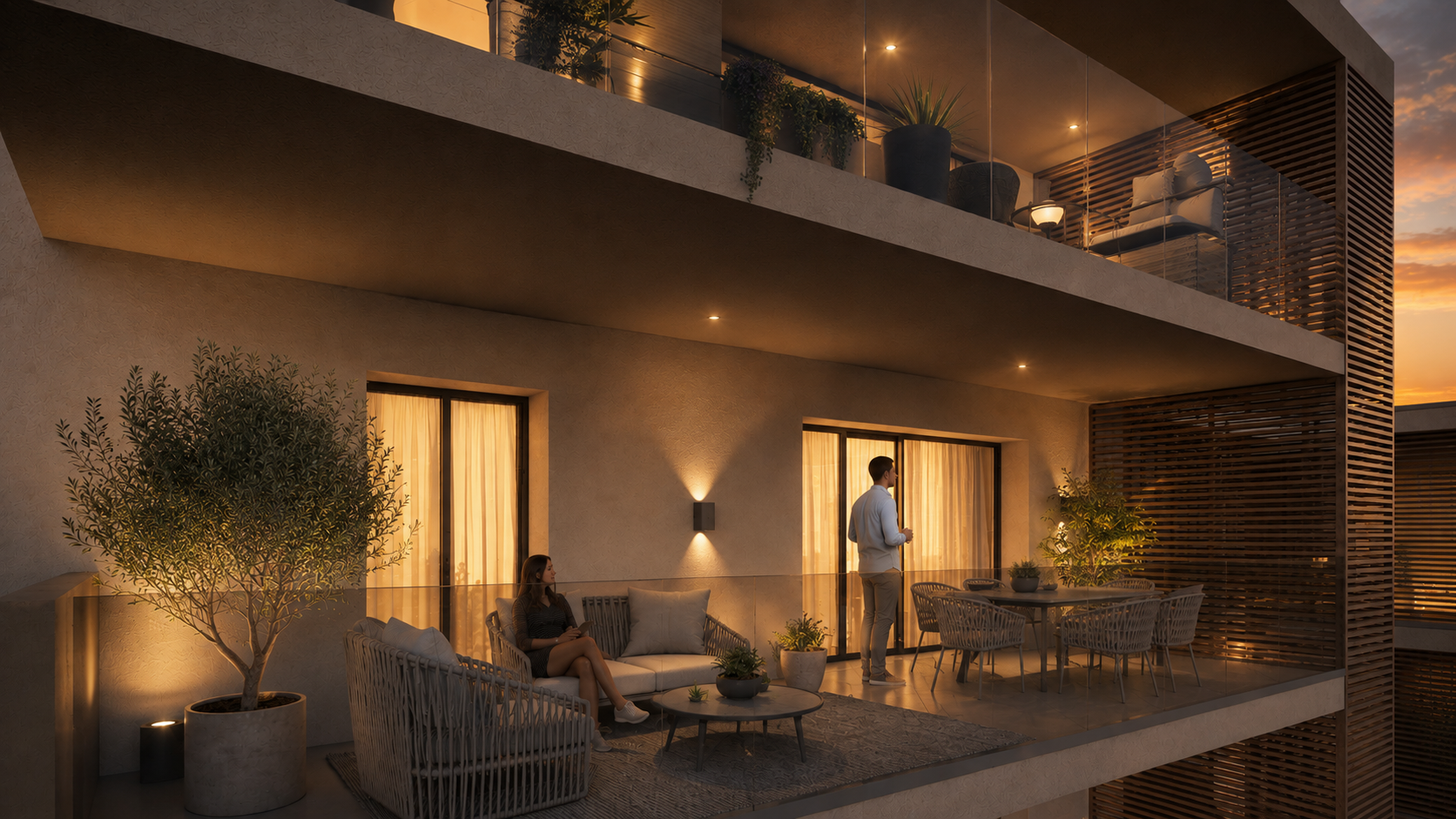 Terrazzo panoramico al tramonto